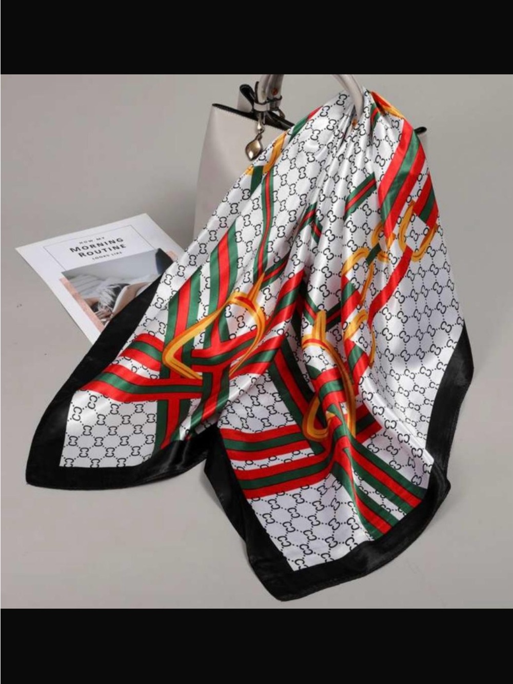 Luxury Patterned Satin Scarf - Picture 11 of 16